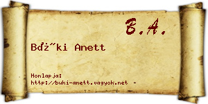 Büki Anett névjegykártya